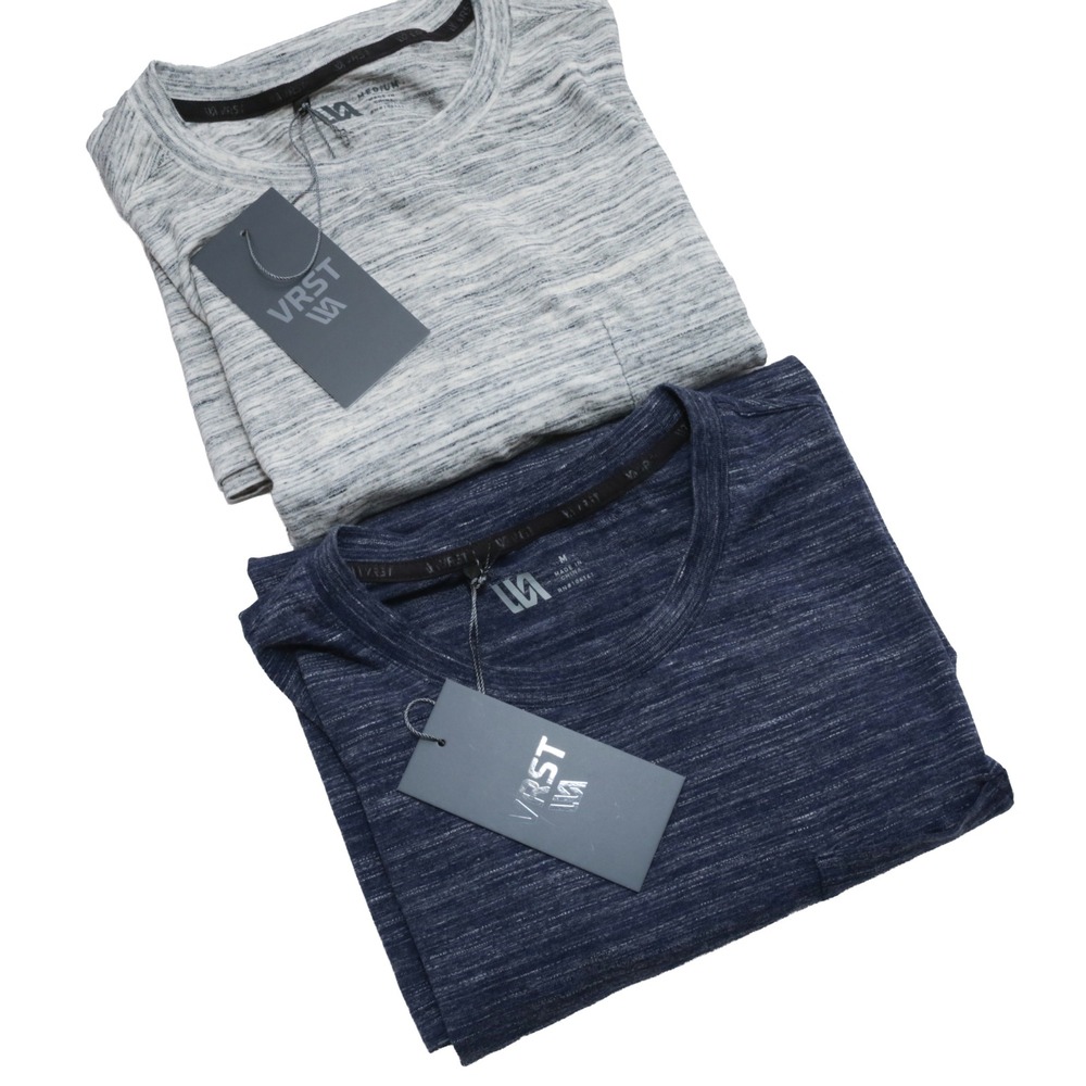 VRST Pocket T-Shirt 2-Pack Size M Mens Navy Grey Space Dye Modal Blend Tee
